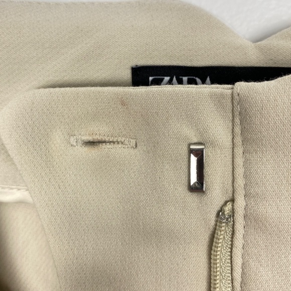 Zara Pants Womens Large Cream High Waisted Tapered Leg Trousers Seamed Darts - Picture 7 of 13